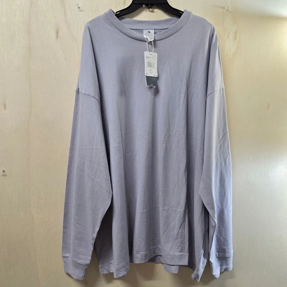 Adidas Basketball Long Sleeve Tee Lavender Purple Oversized Graphic Logo XL NEW